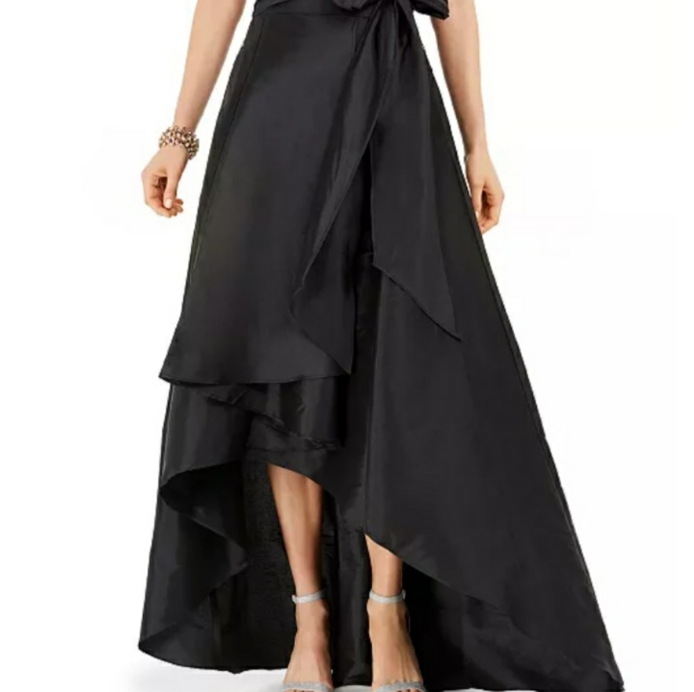 ADRIANNA PAPELL SATIN HIGH-LOW SKIRT